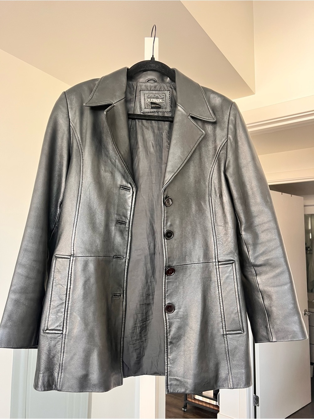 Vintage Outbrook Genuine Leather Jacket Black Size Small